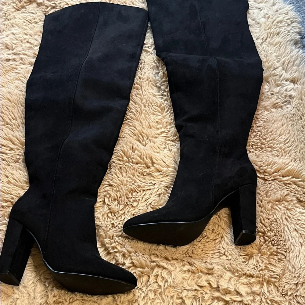 JustFab Elegant Black Over the Knee Boots